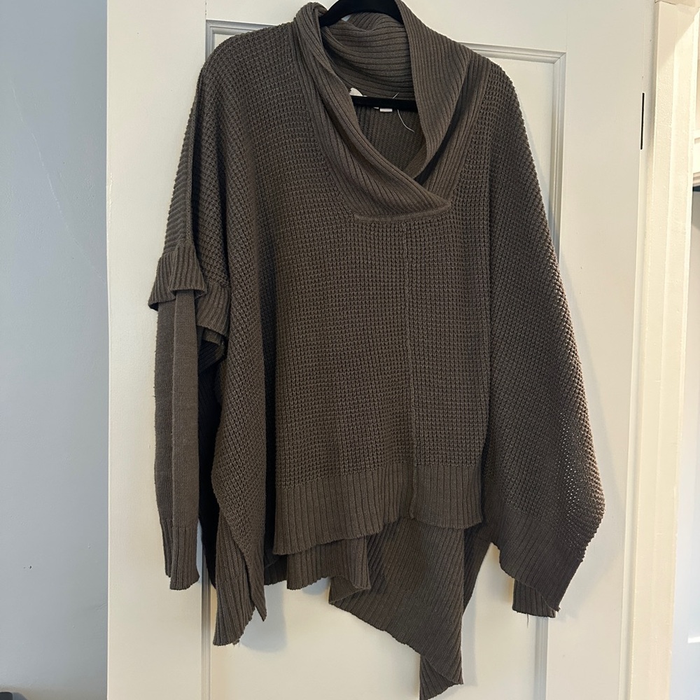 Women's Brown Cowl Neck Sweater poncho